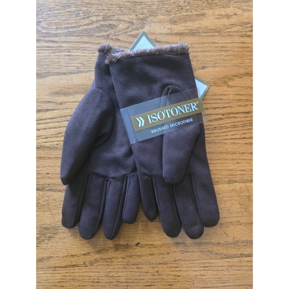 Isotoner Brushed Microfiber Microluxe Womens Brown Size Large Gloves NWT